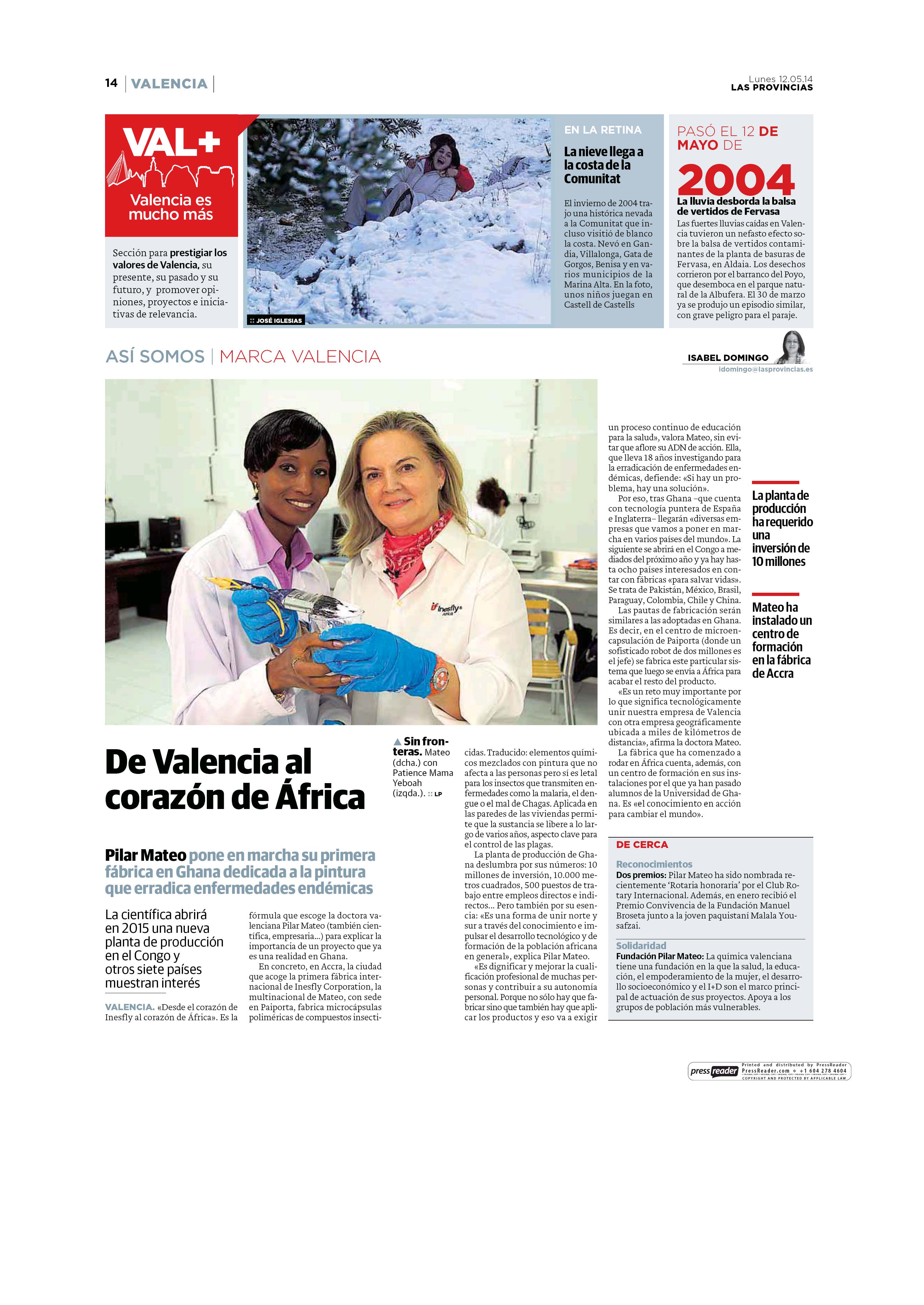 De Valencia al corazón de Africa Las Provincias 12 May 2014