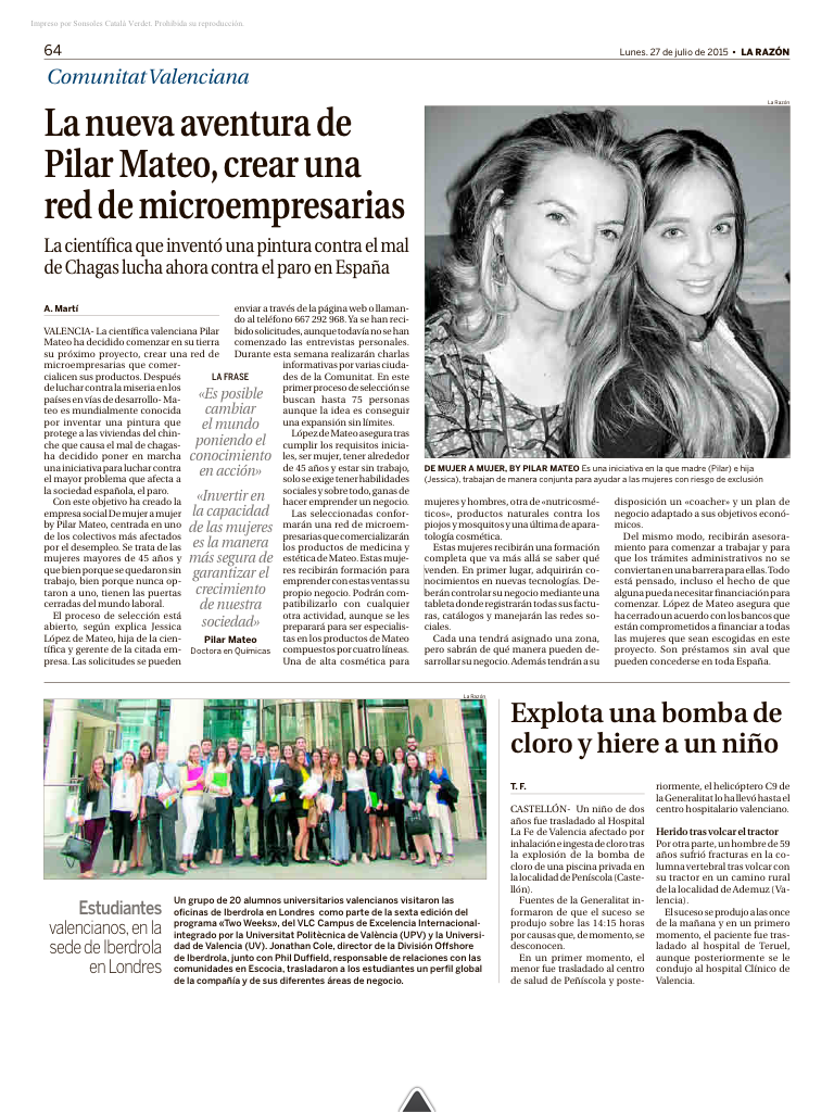 La nueva aventura de Pilar Mateo crear una red de microempresarias La Razon